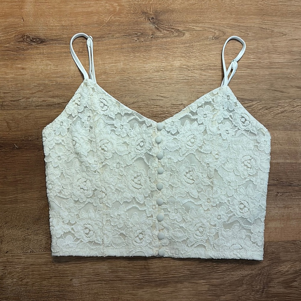 floral and sheer white tank top